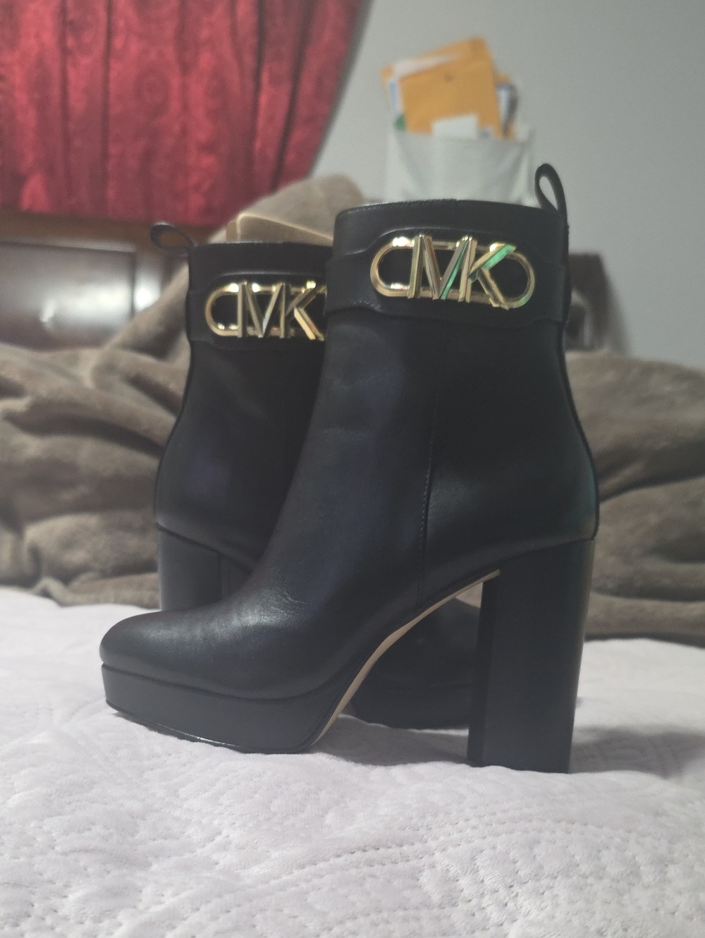 MICHAEL Michael Kors Black Leather Platform Ankle Boot - Picture 7 of 12